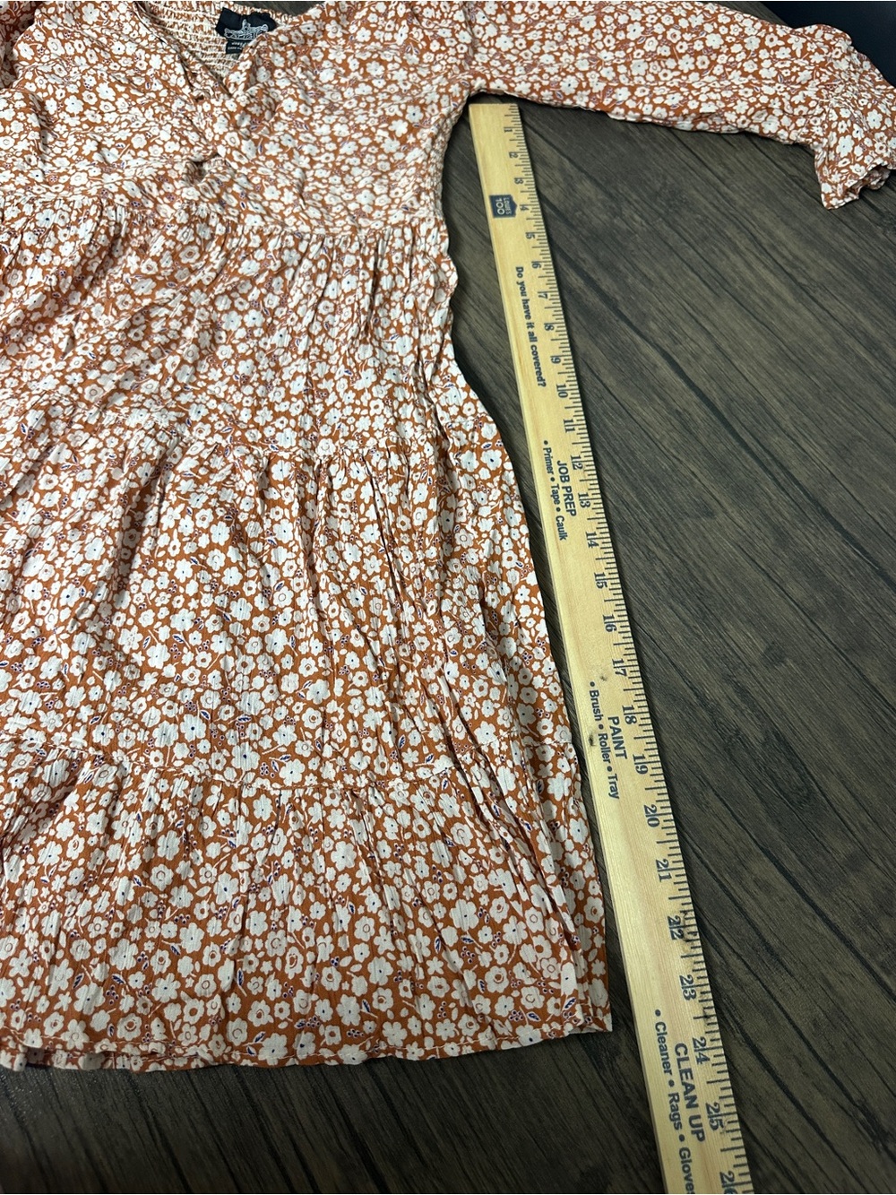 NWT Angie Womens Burnt Orange Floral Smocked Boho Mini Dress Small - Picture 8 of 8